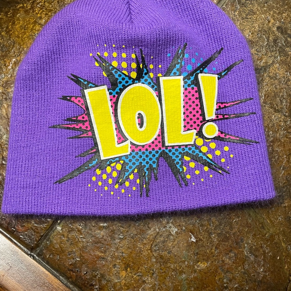 Purple Beanie with LOL Graphic Kids new